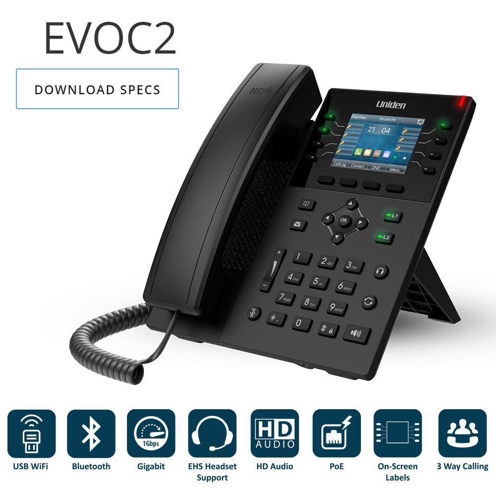 Uniden EVOC2 Hosted Business VOIP Phone 