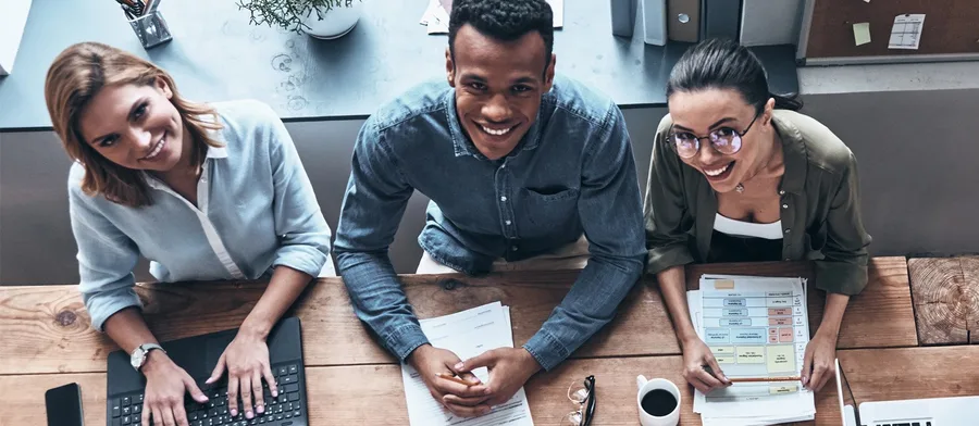 A small team working together at a desk