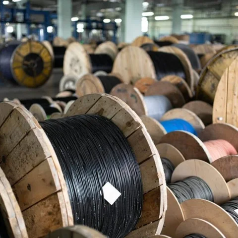 Fibre optic cable reels in the OSA warehouse